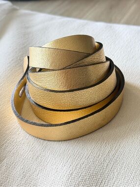 Jazmin Chebar -Metallic Gold Wrap Belt for Women - Slim Leather Waist Accent